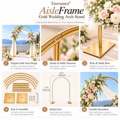 Trovunex® AisleFrame Gold Wedding Arch Stand