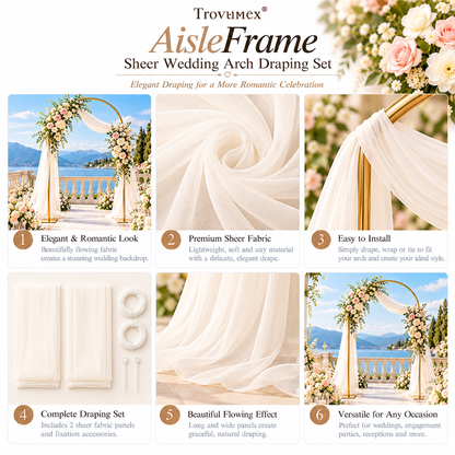 Trovunex® AisleFrame Sheer Wedding Arch Draping Set
