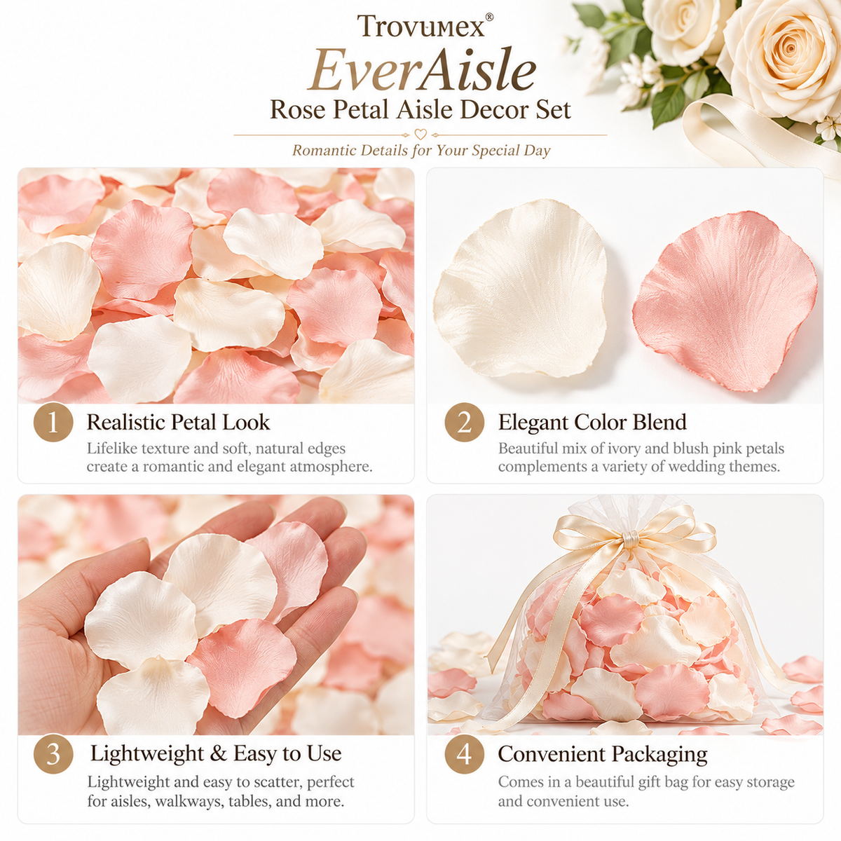 Trovunex® EverAisle Rose Petal Aisle Decor Set