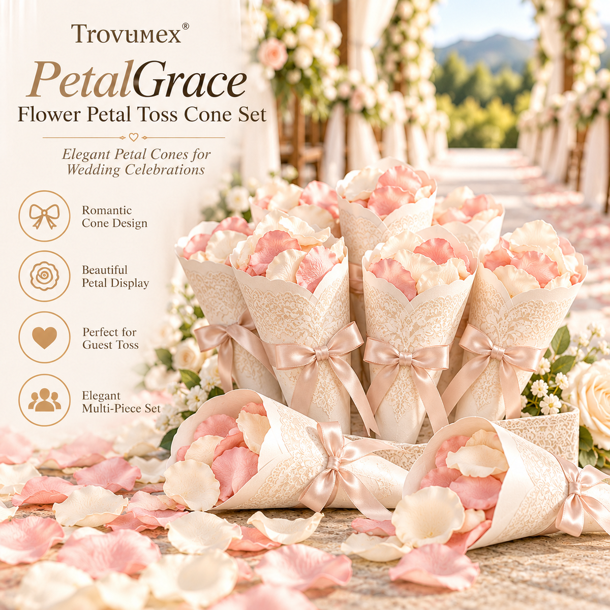 Trovunex® PetalGrace Flower Petal Toss Cone Set