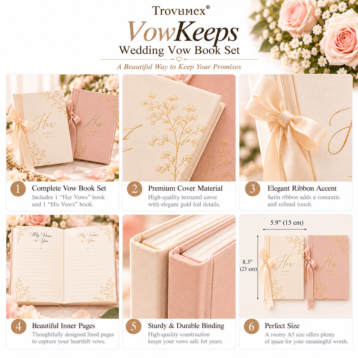 Trovunex® VowKeeps Wedding Vow Book Set